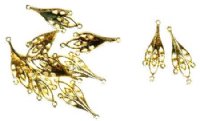 5 Pairs of 34x14mm Leaf Drop Gold Earrings
